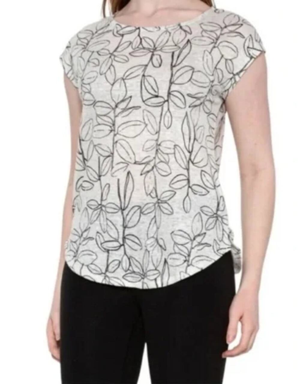 Cynthia Rowley Linen Leaf Print Top